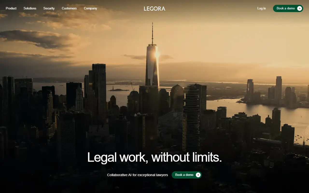 Legora homepage screenshot