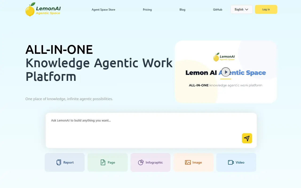 LemonAI homepage screenshot