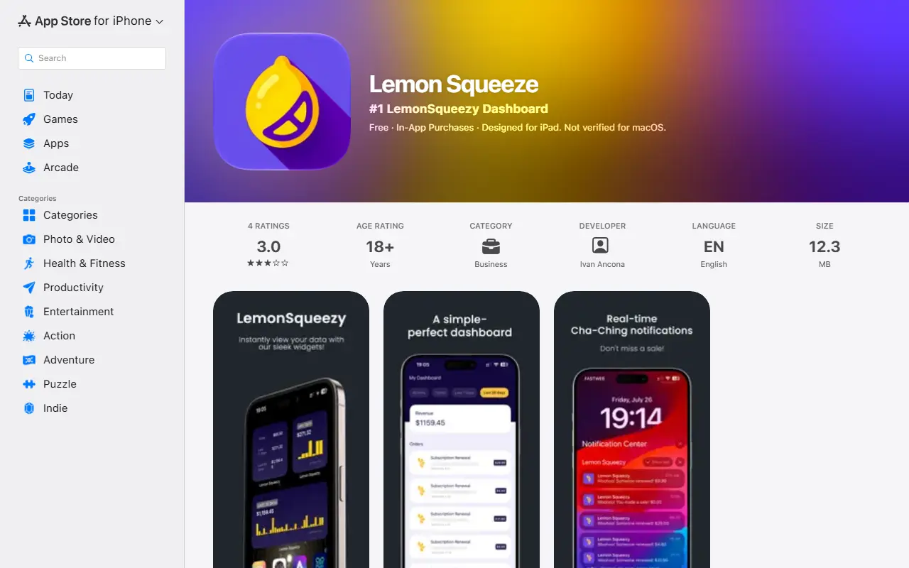 LemonSqueeze homepage screenshot