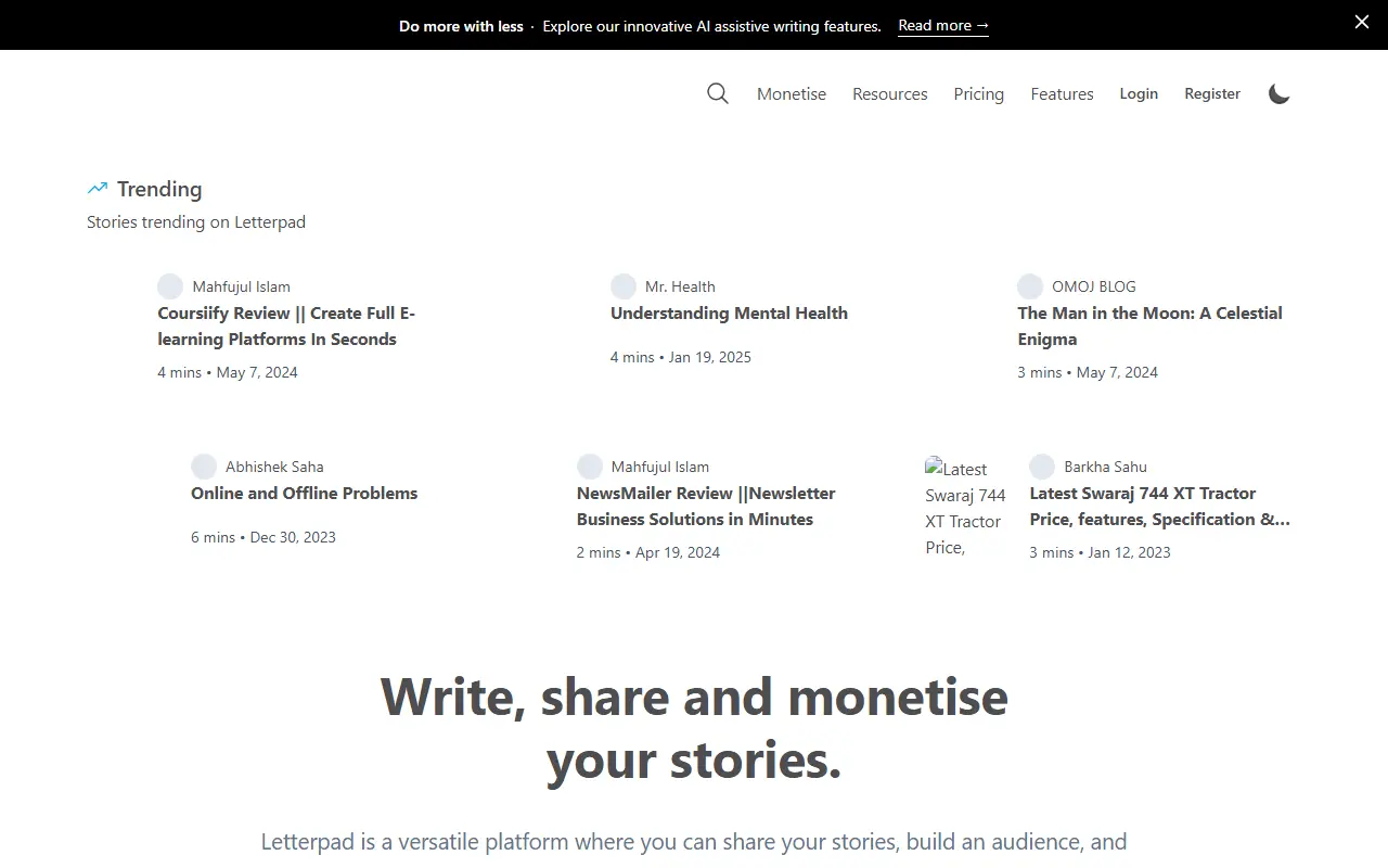 Letterpad homepage screenshot