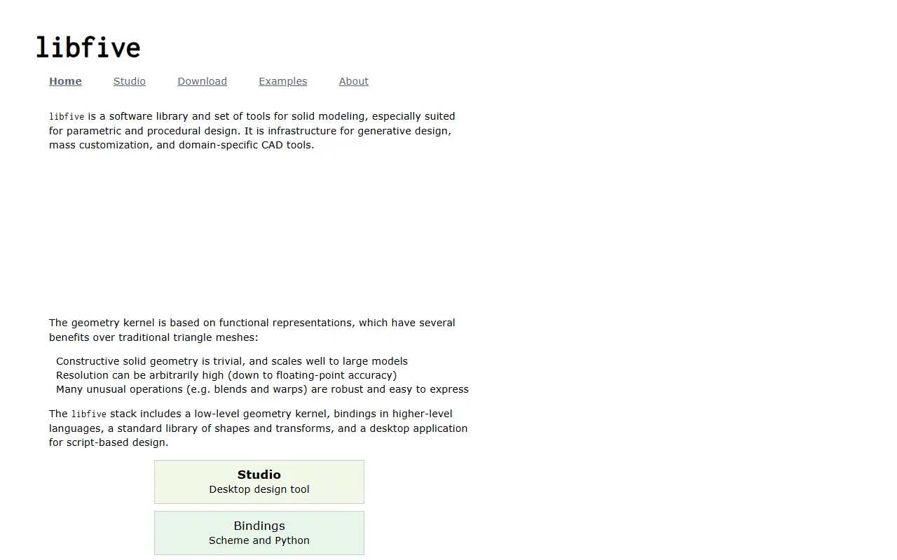 Libfive homepage screenshot