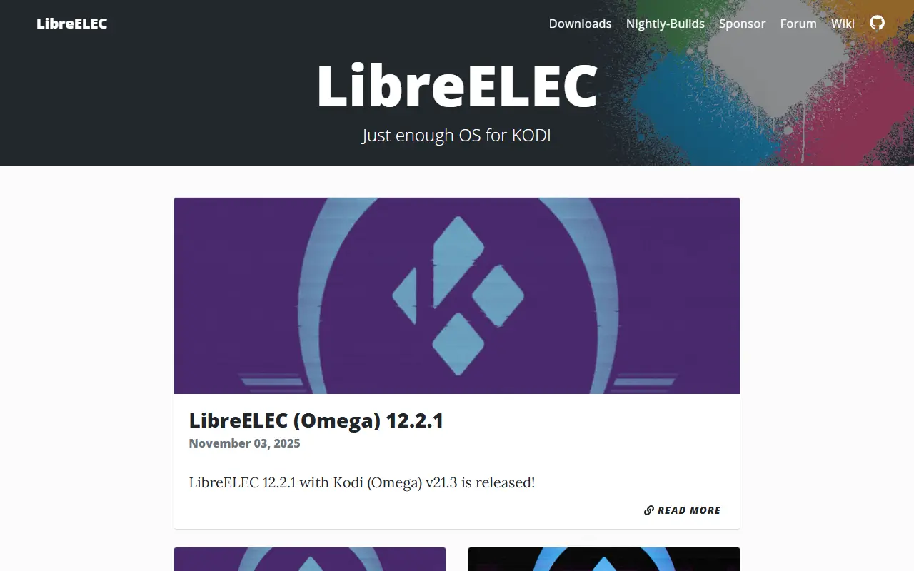 LibreELEC homepage screenshot