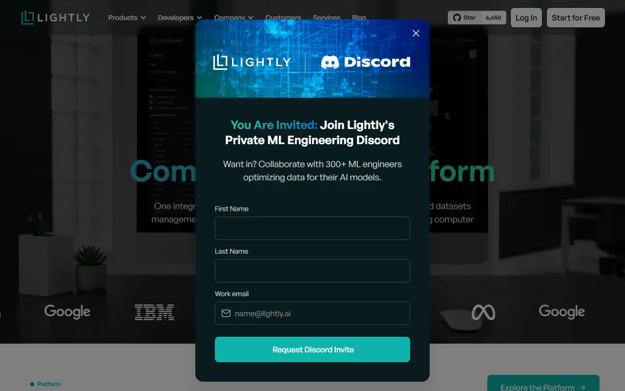 Lightly homepage screenshot