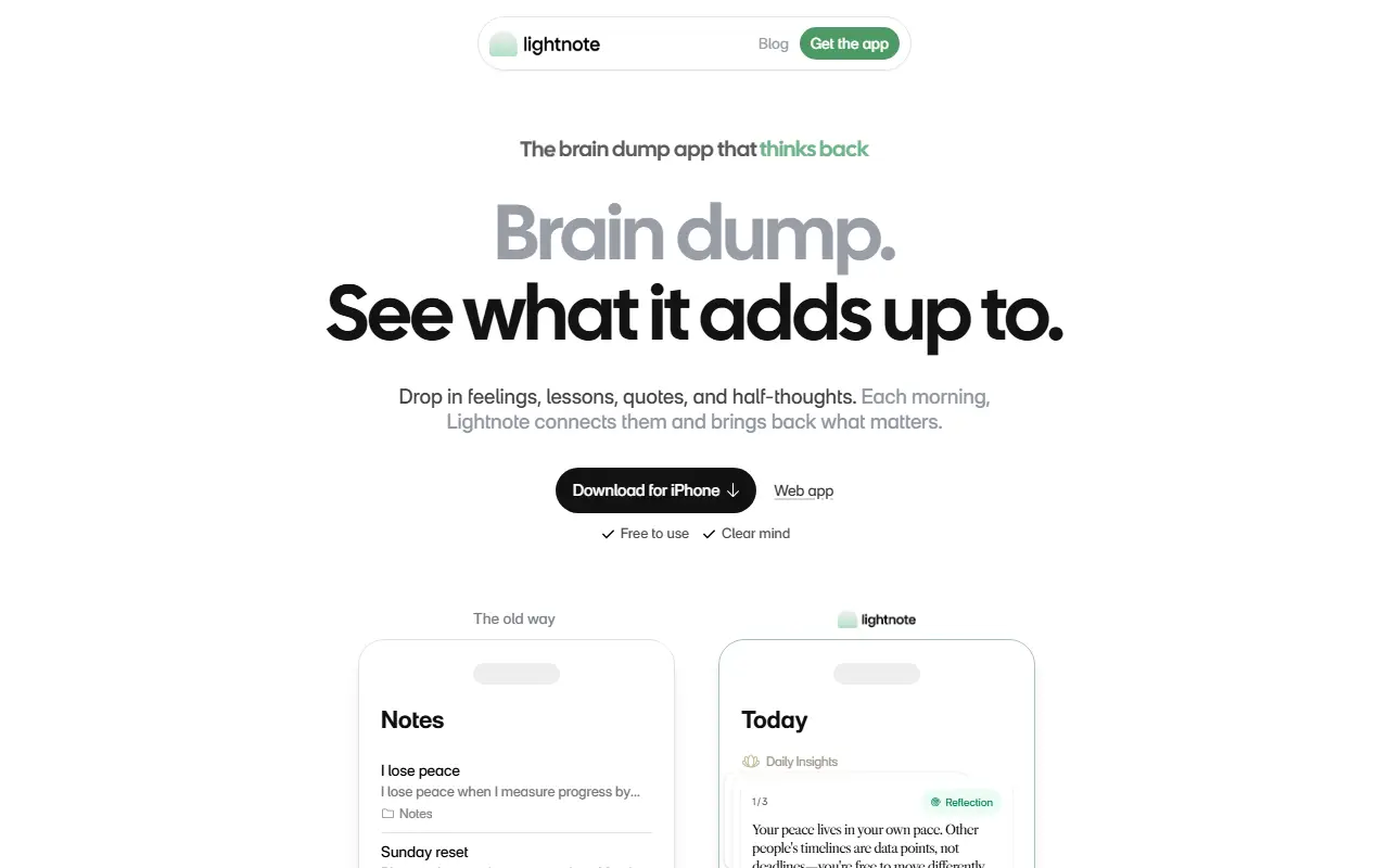 Lightnote homepage screenshot