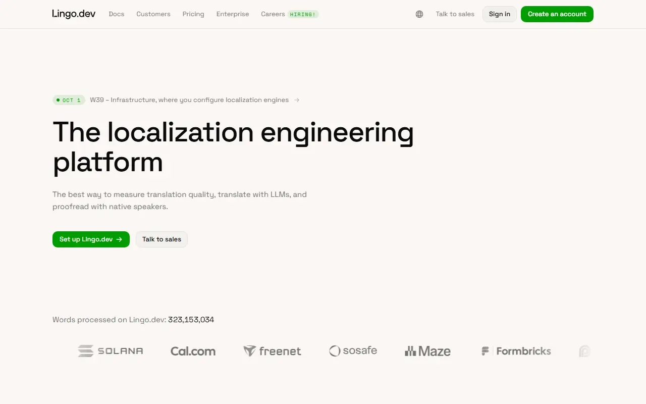 Lingo.dev homepage screenshot