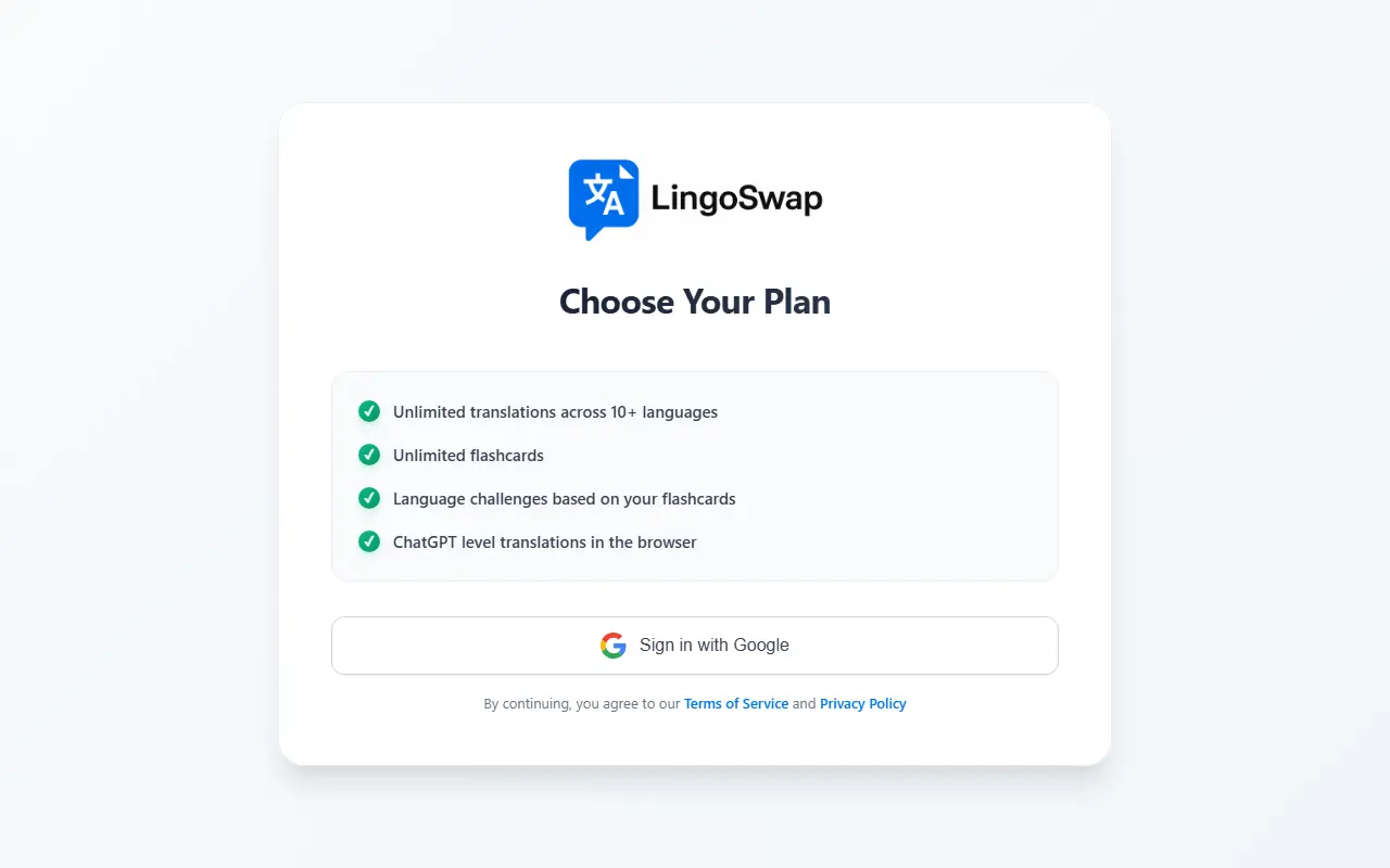 LingoSwap homepage screenshot