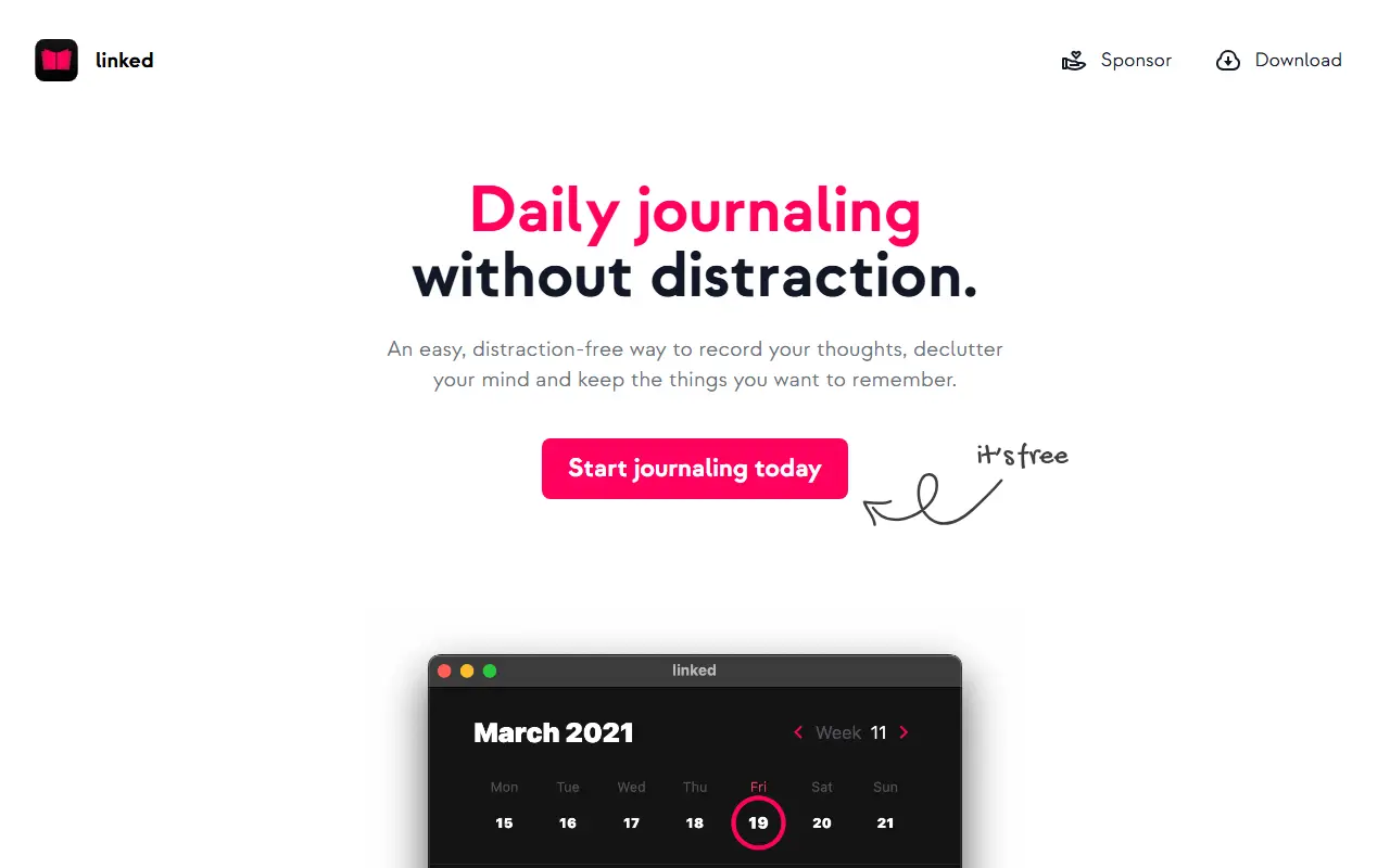 Linked homepage screenshot