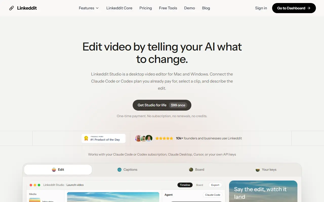 Linkeddit homepage screenshot