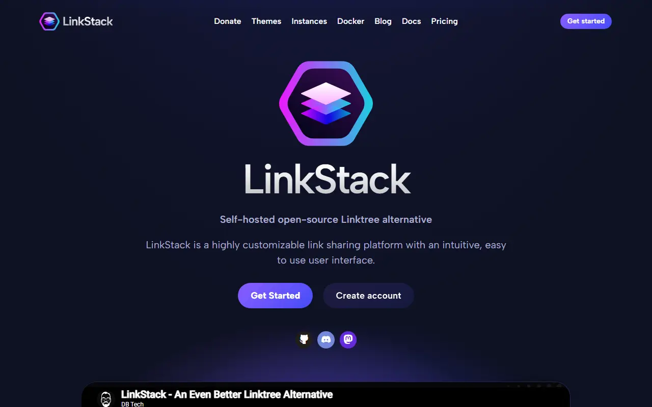 LinkStack homepage screenshot