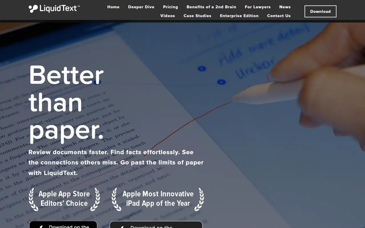 LiquidText homepage screenshot