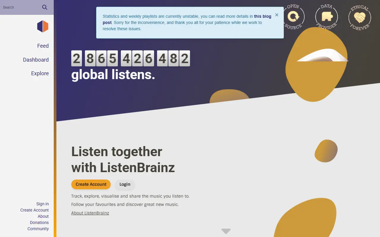 ListenBrainz homepage screenshot