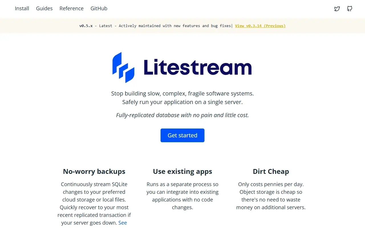 Litestream homepage screenshot