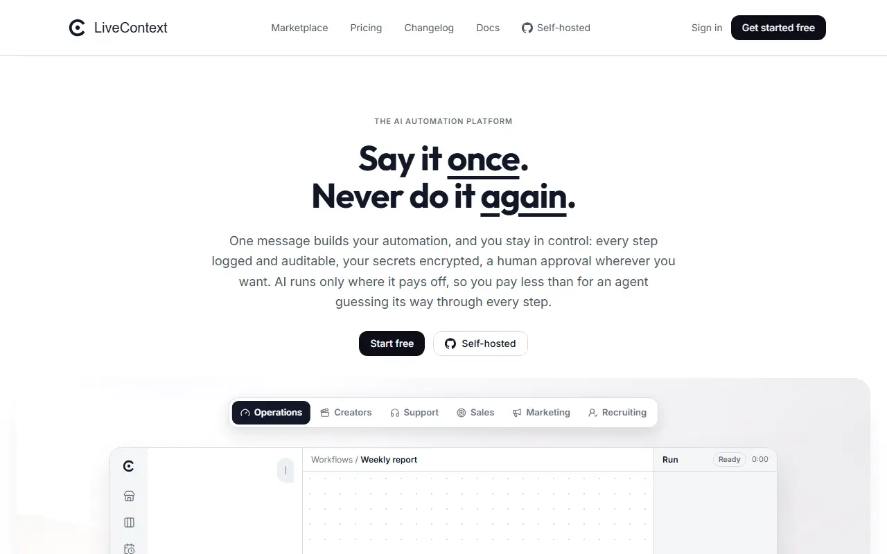 LiveContext homepage screenshot