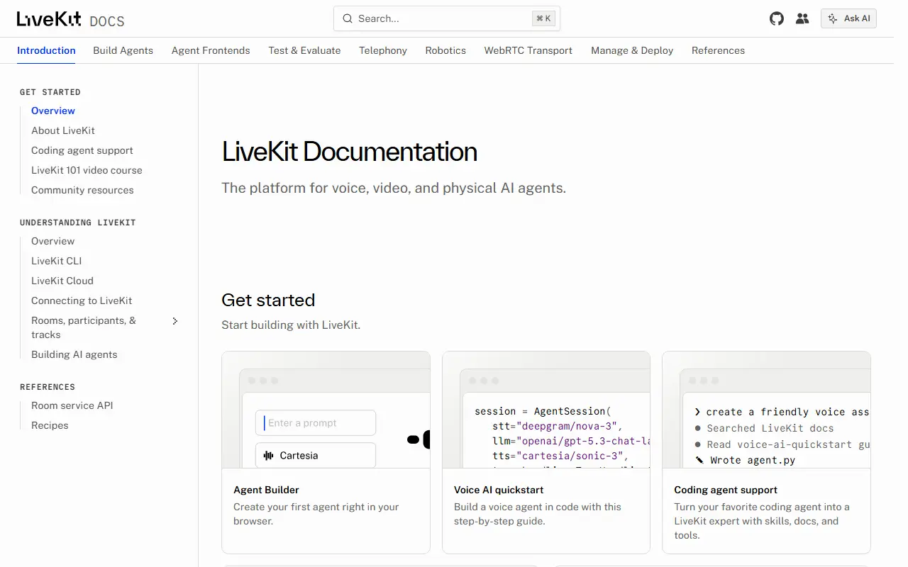 LiveKit homepage screenshot