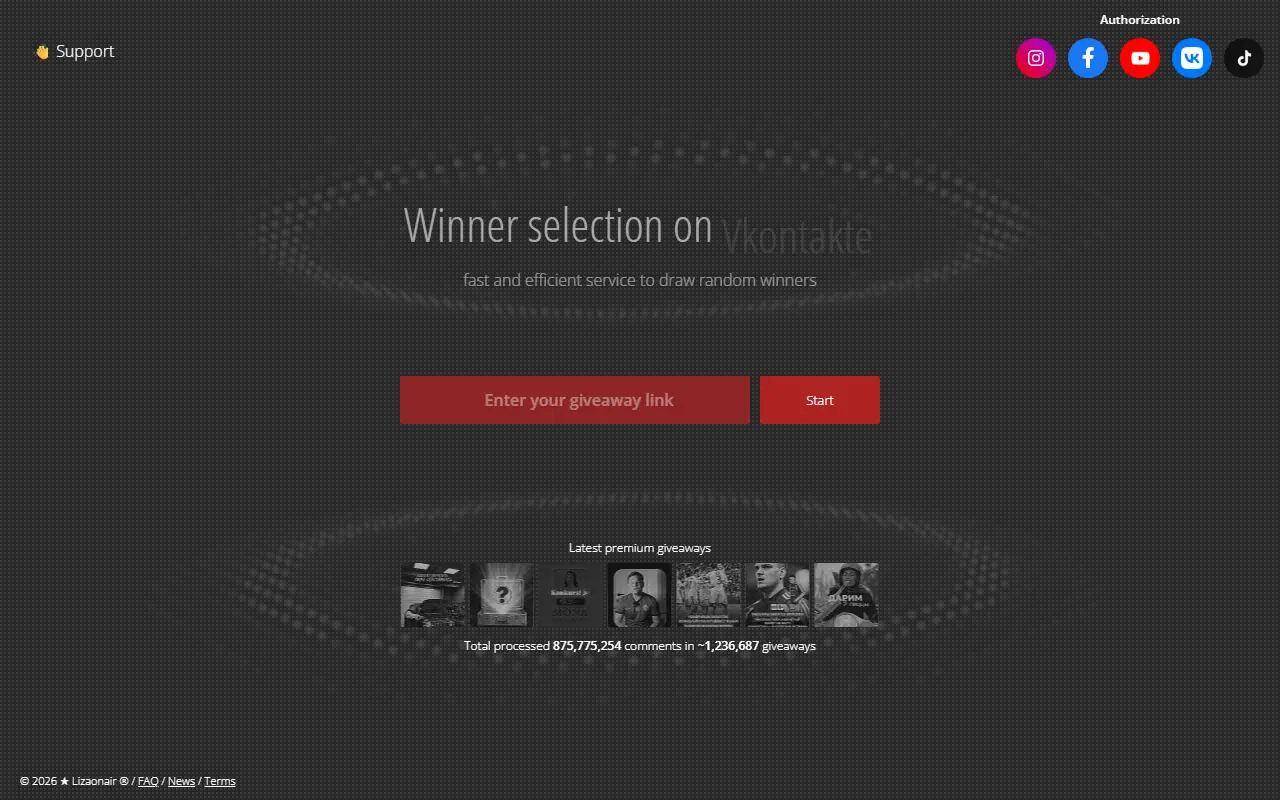 LIZAONAIR homepage screenshot