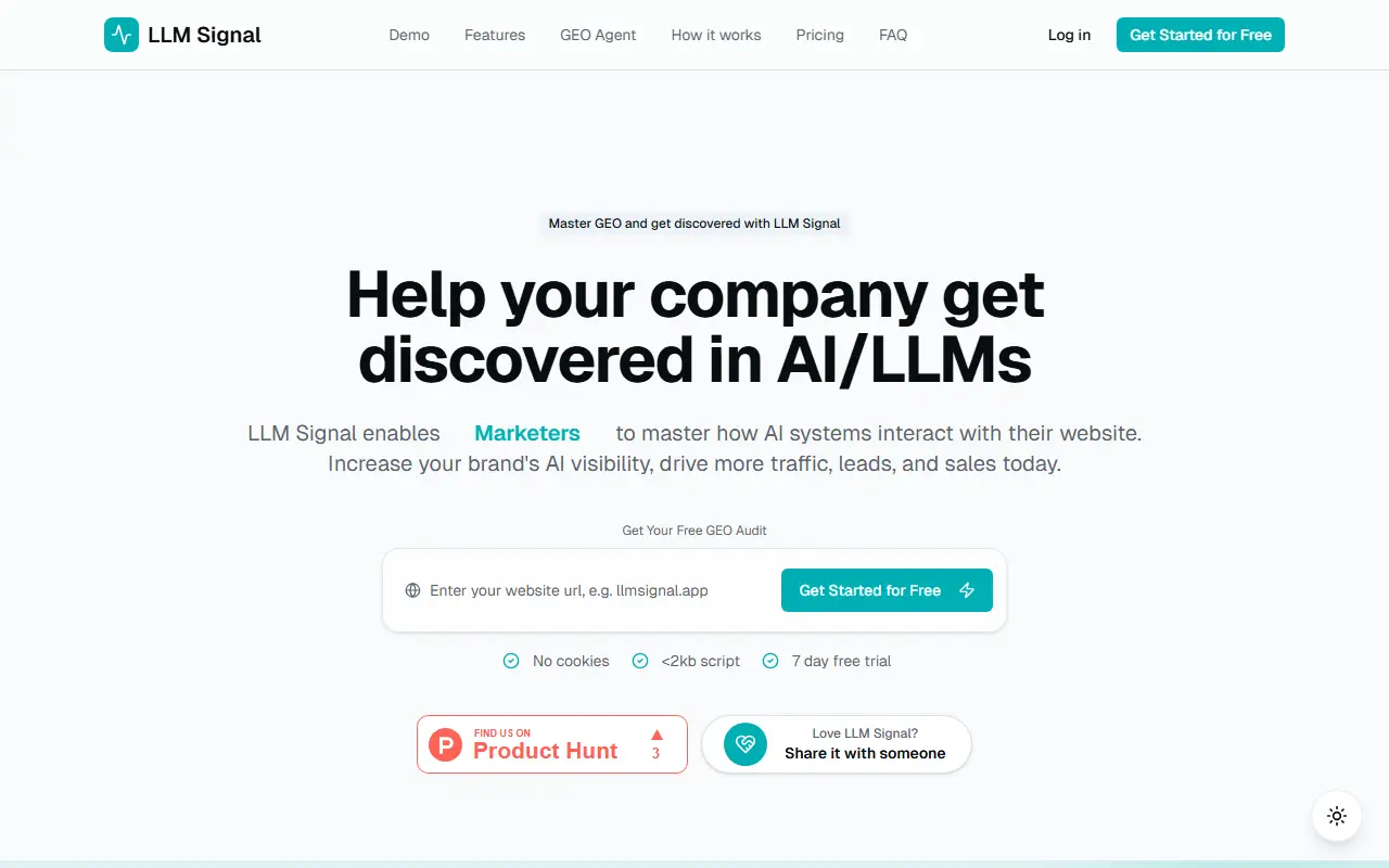 LLM Signal homepage screenshot