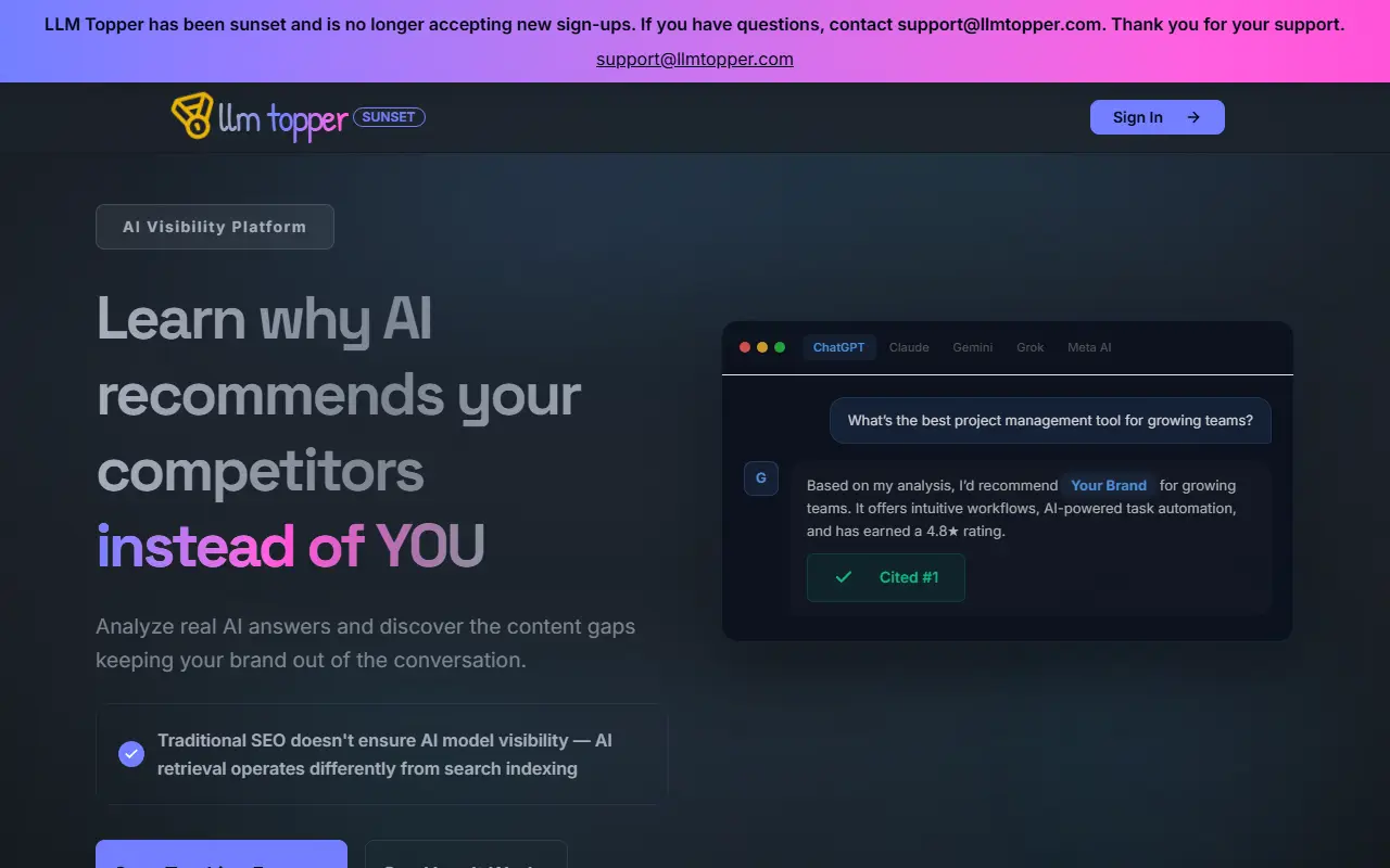 LLM Topper homepage screenshot