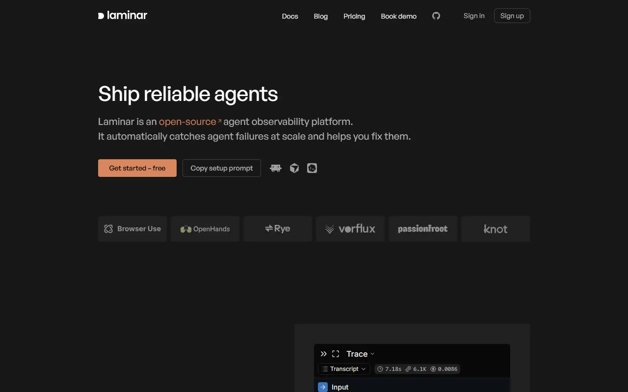 Laminar homepage screenshot