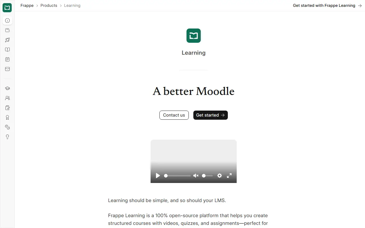 Frappe Learning homepage screenshot