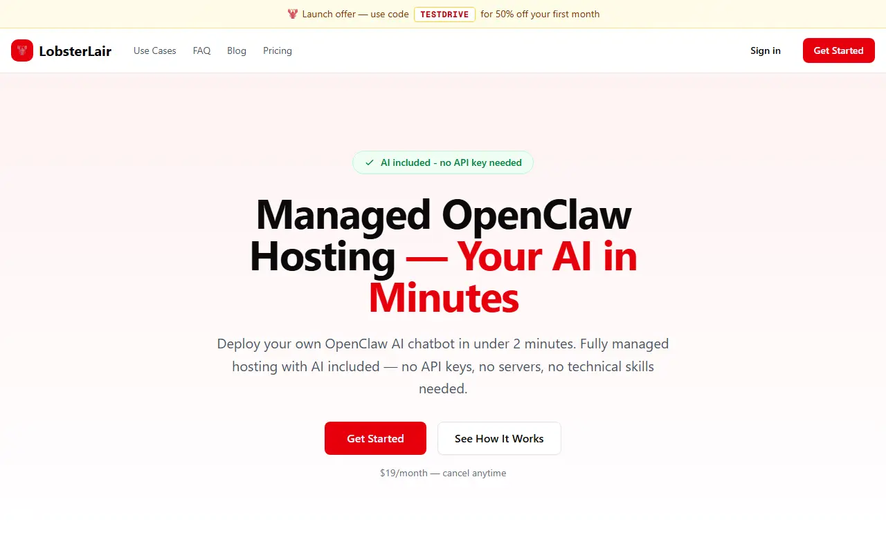 Lobsterlair homepage screenshot