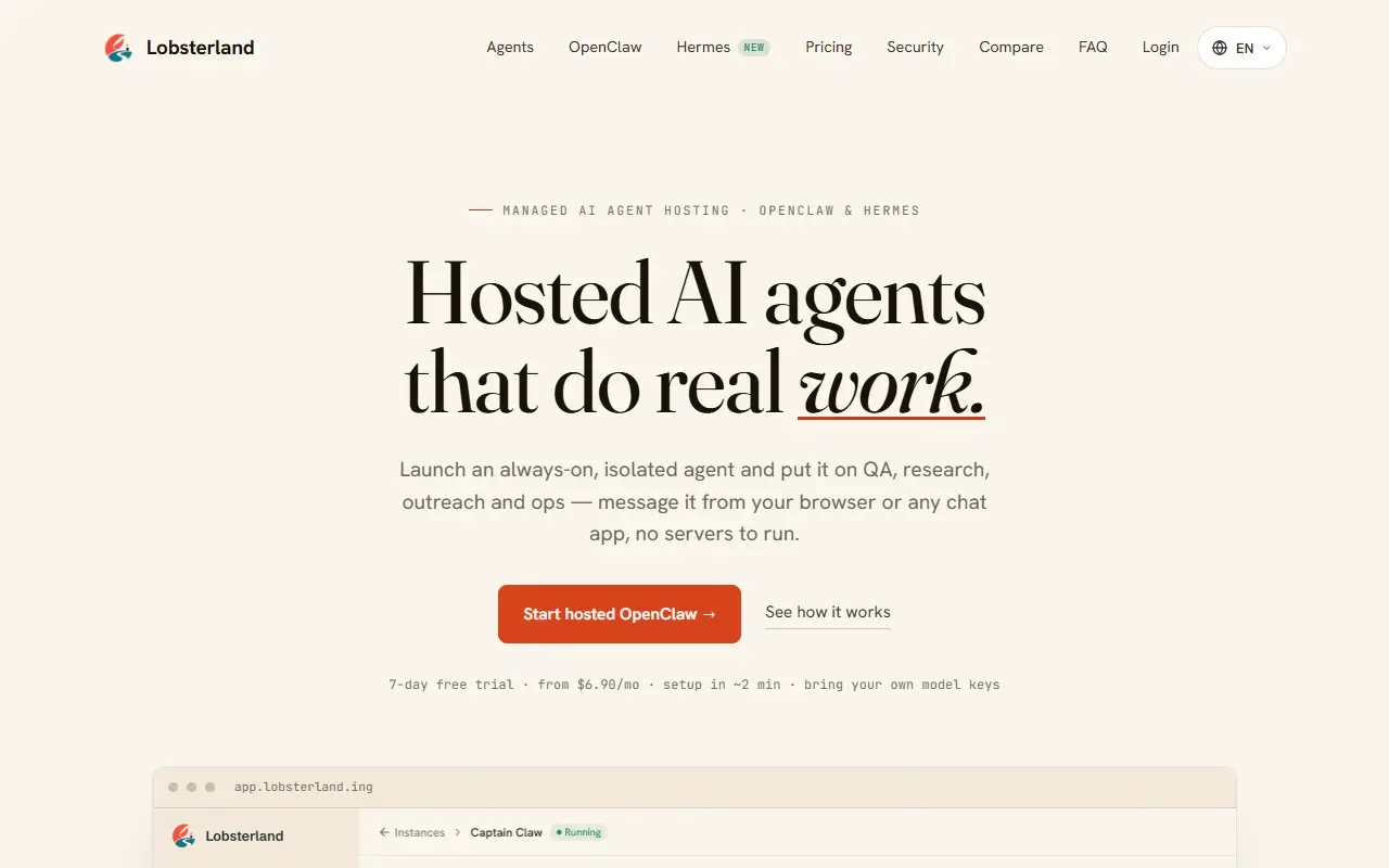 LobsterLand homepage screenshot