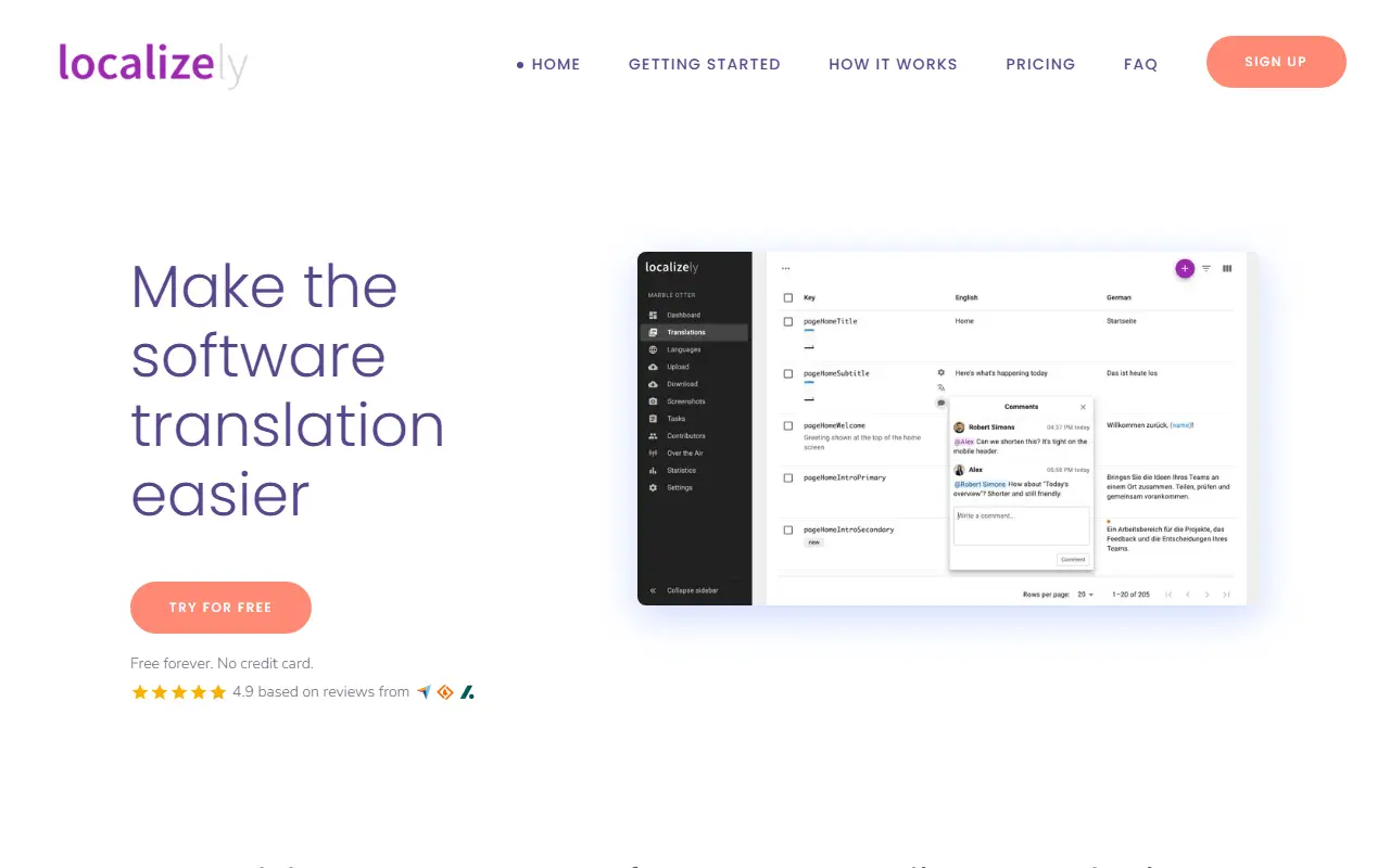 Localizely homepage screenshot