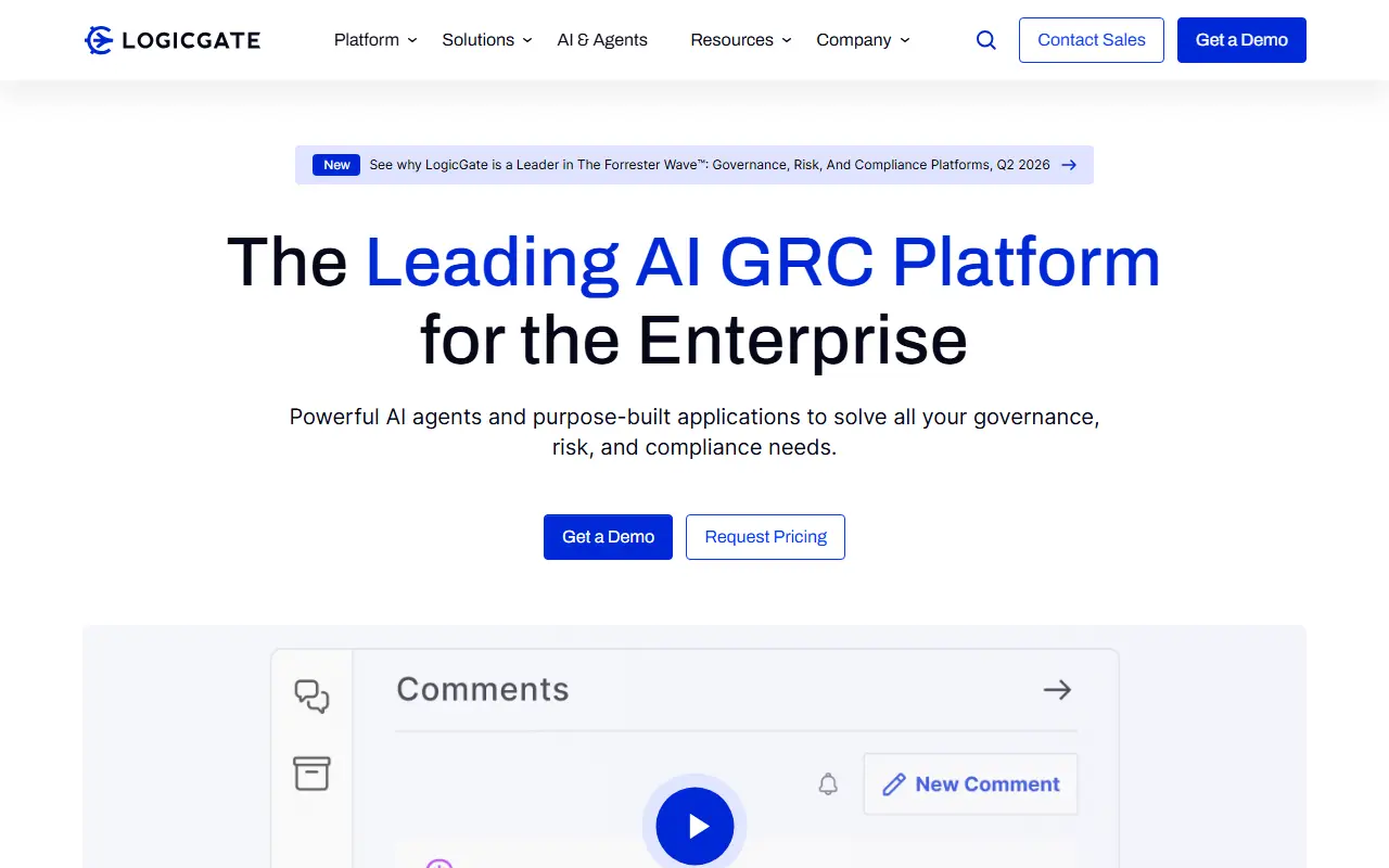 LogicGate homepage screenshot