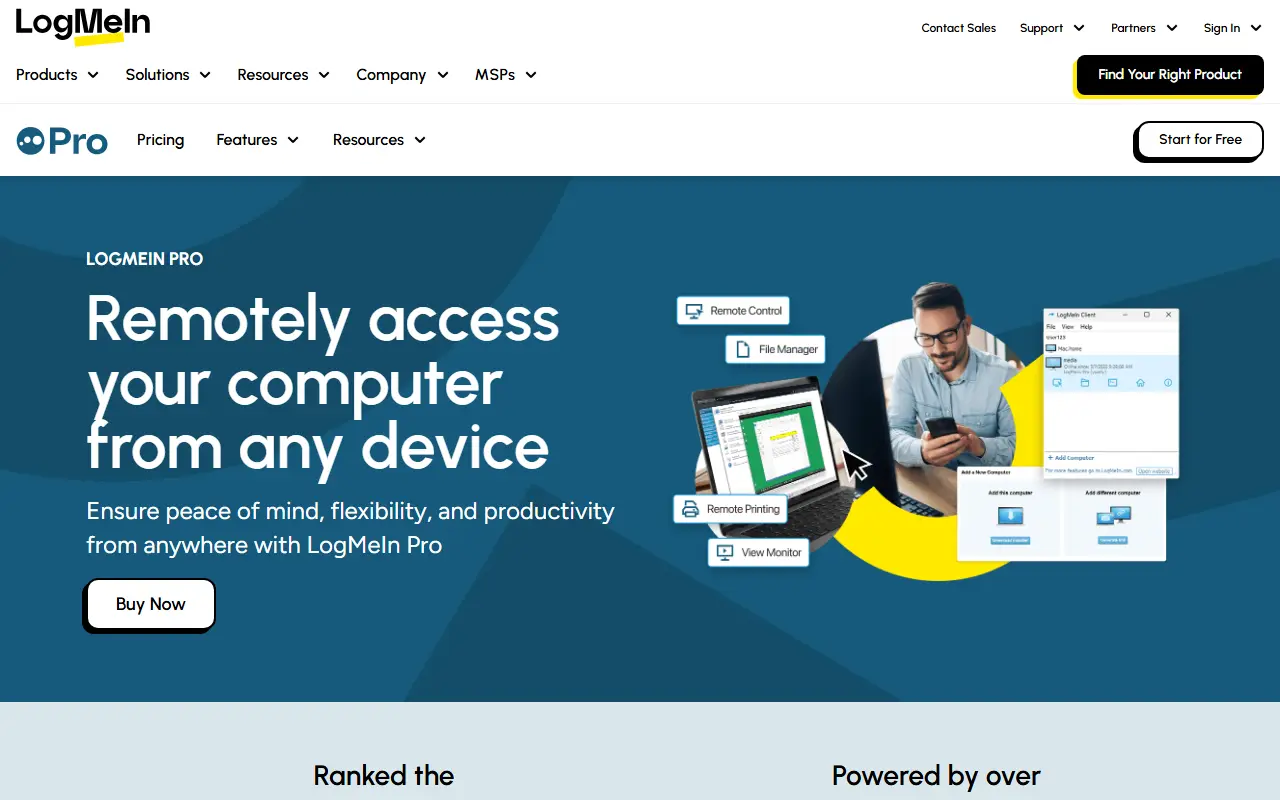 LogMeIn Pro homepage screenshot