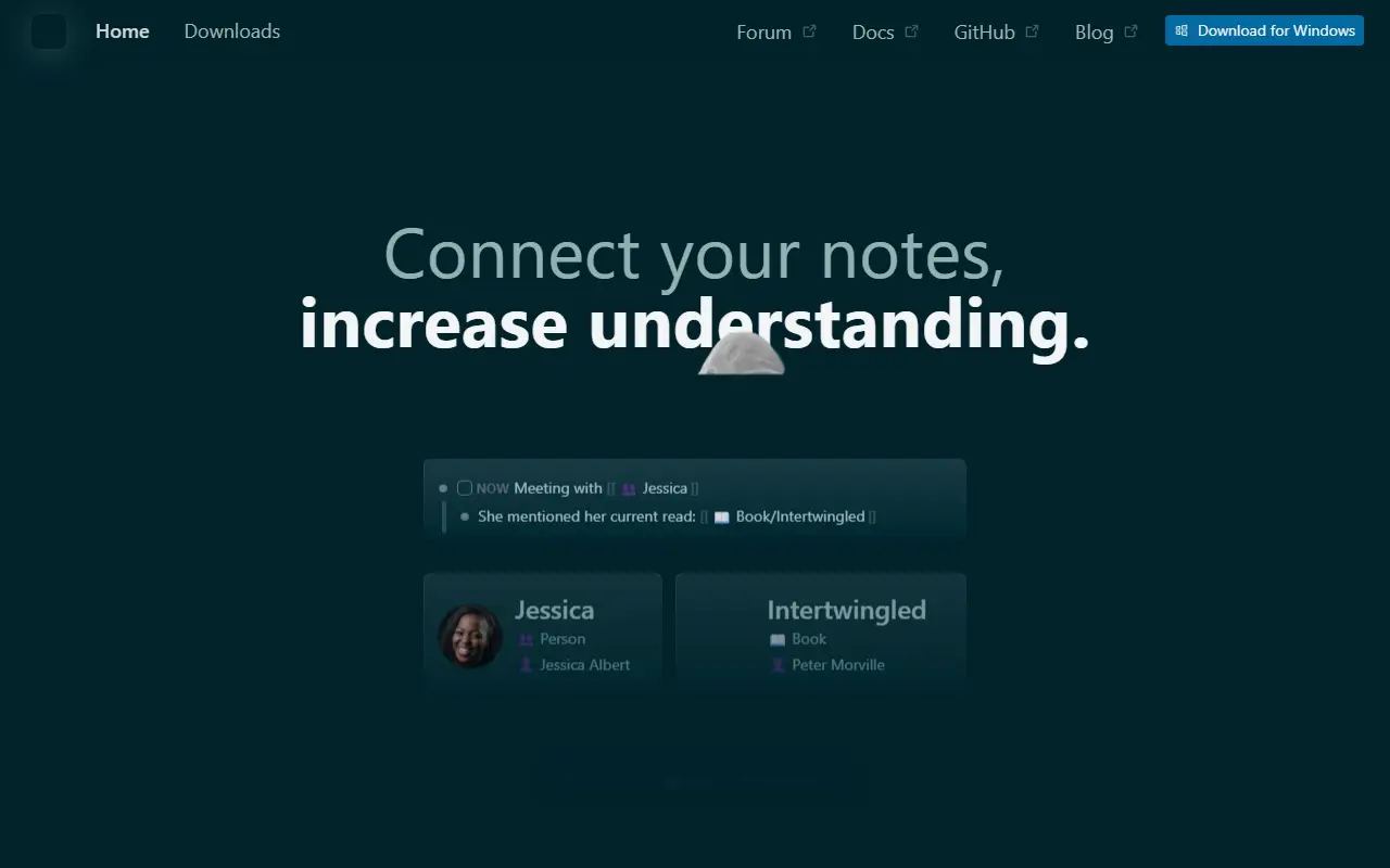 Logseq homepage screenshot