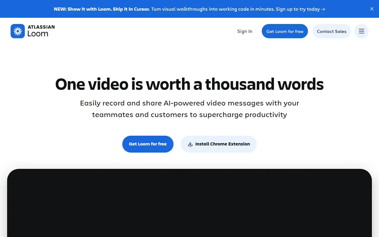 Loom homepage screenshot
