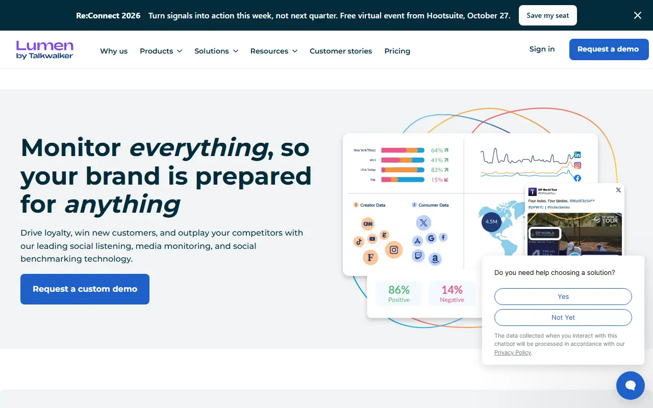 Lumen by Talkwalker homepage screenshot