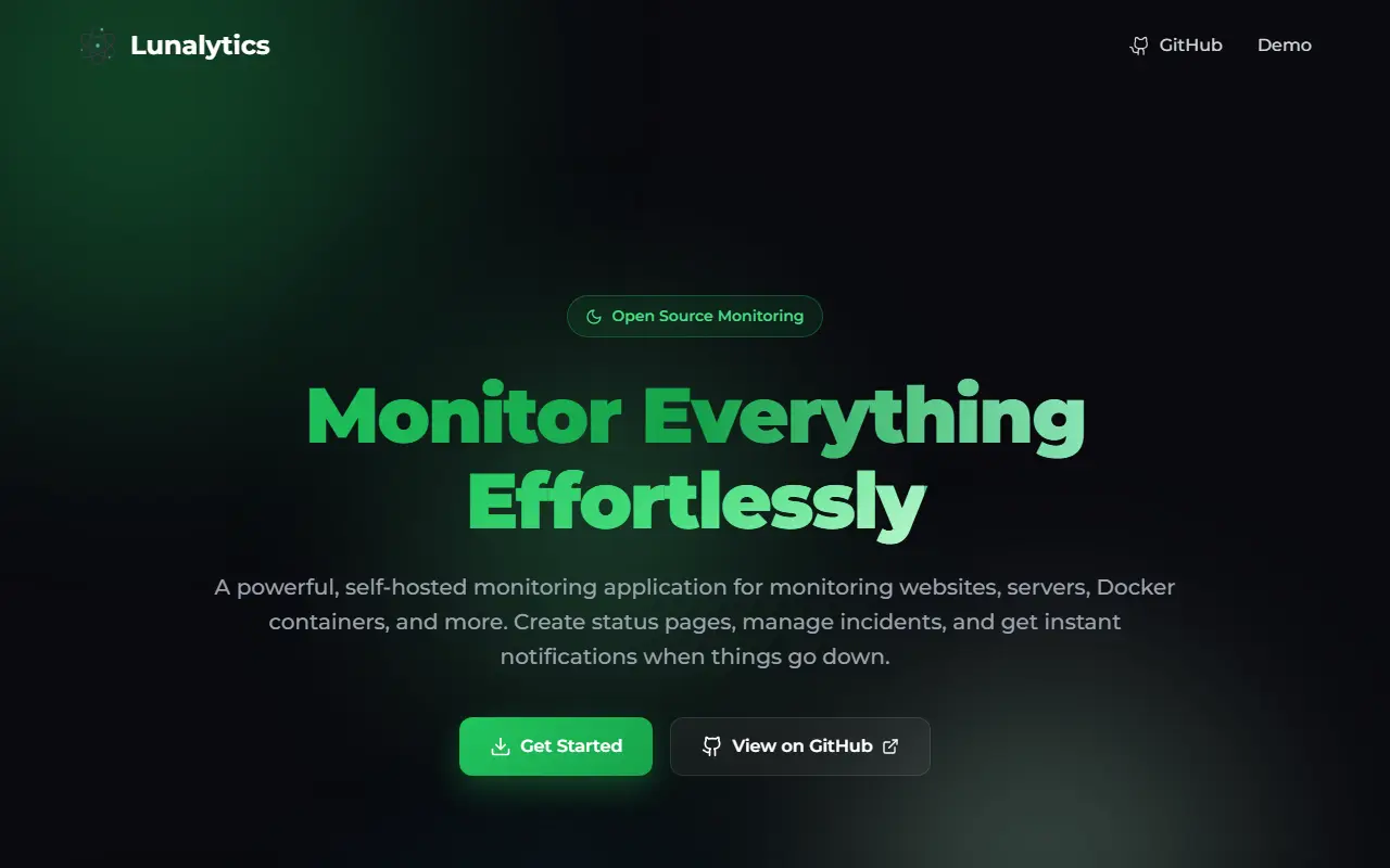 Lunalytics homepage screenshot
