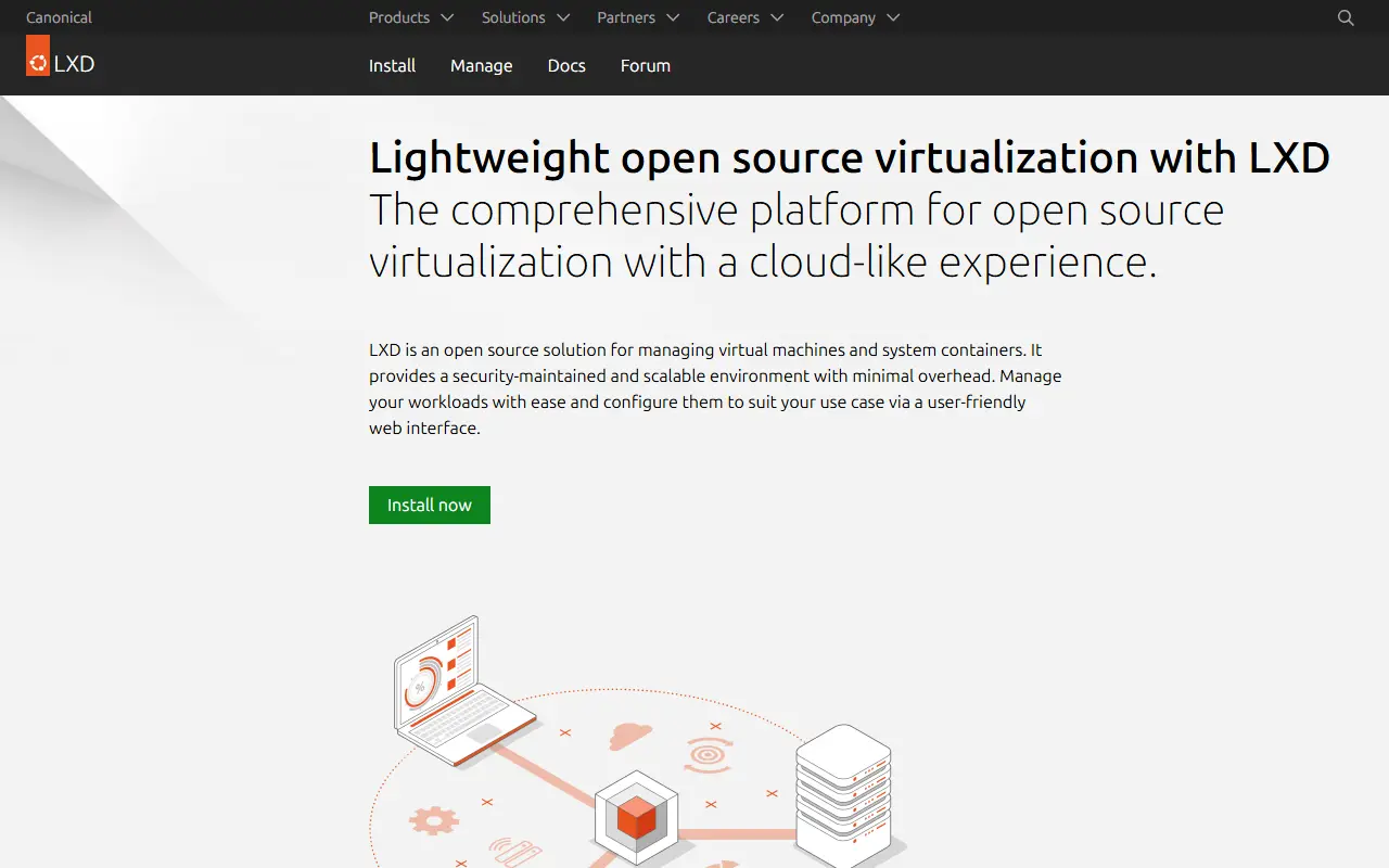 LXD homepage screenshot