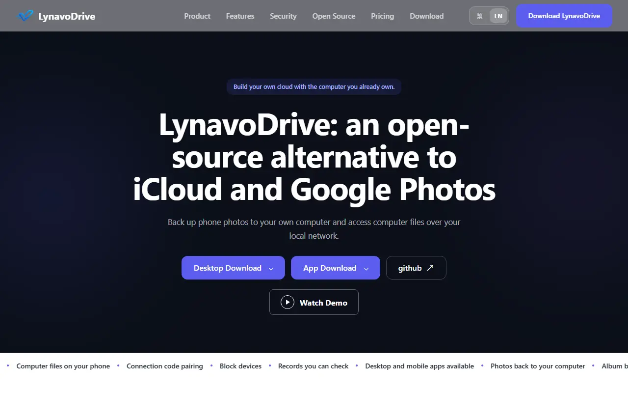 Lynavo Drive homepage screenshot