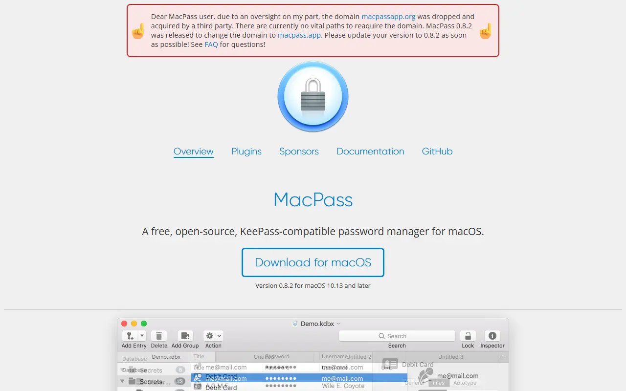 MacPass homepage screenshot