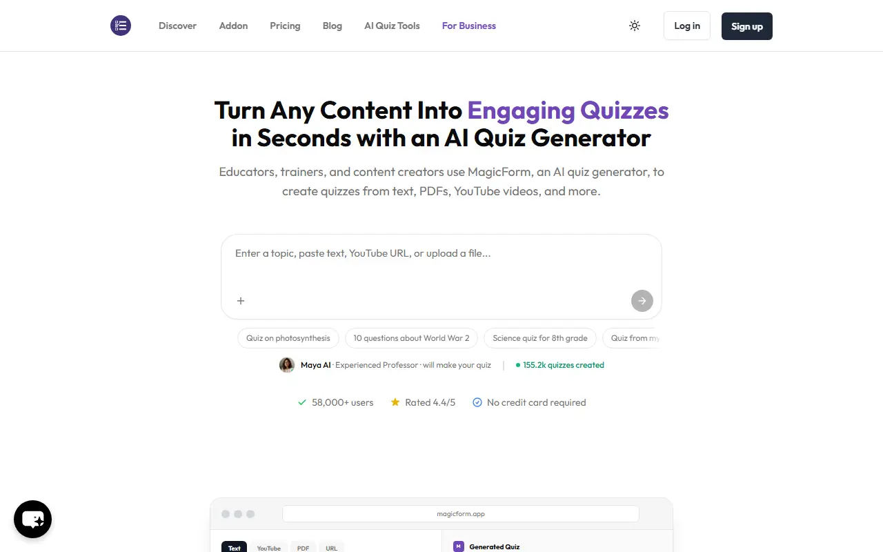 MagicForm homepage screenshot