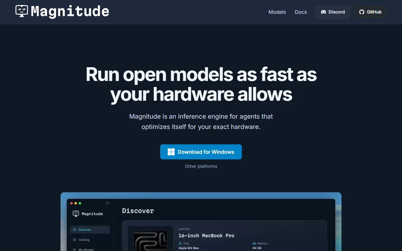 Magnitude homepage screenshot