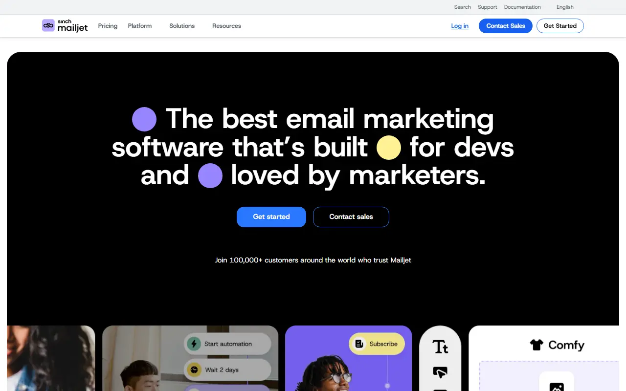 Mailjet homepage screenshot