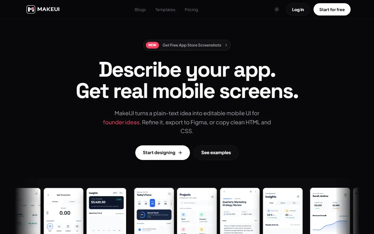 MakeUI Design homepage screenshot