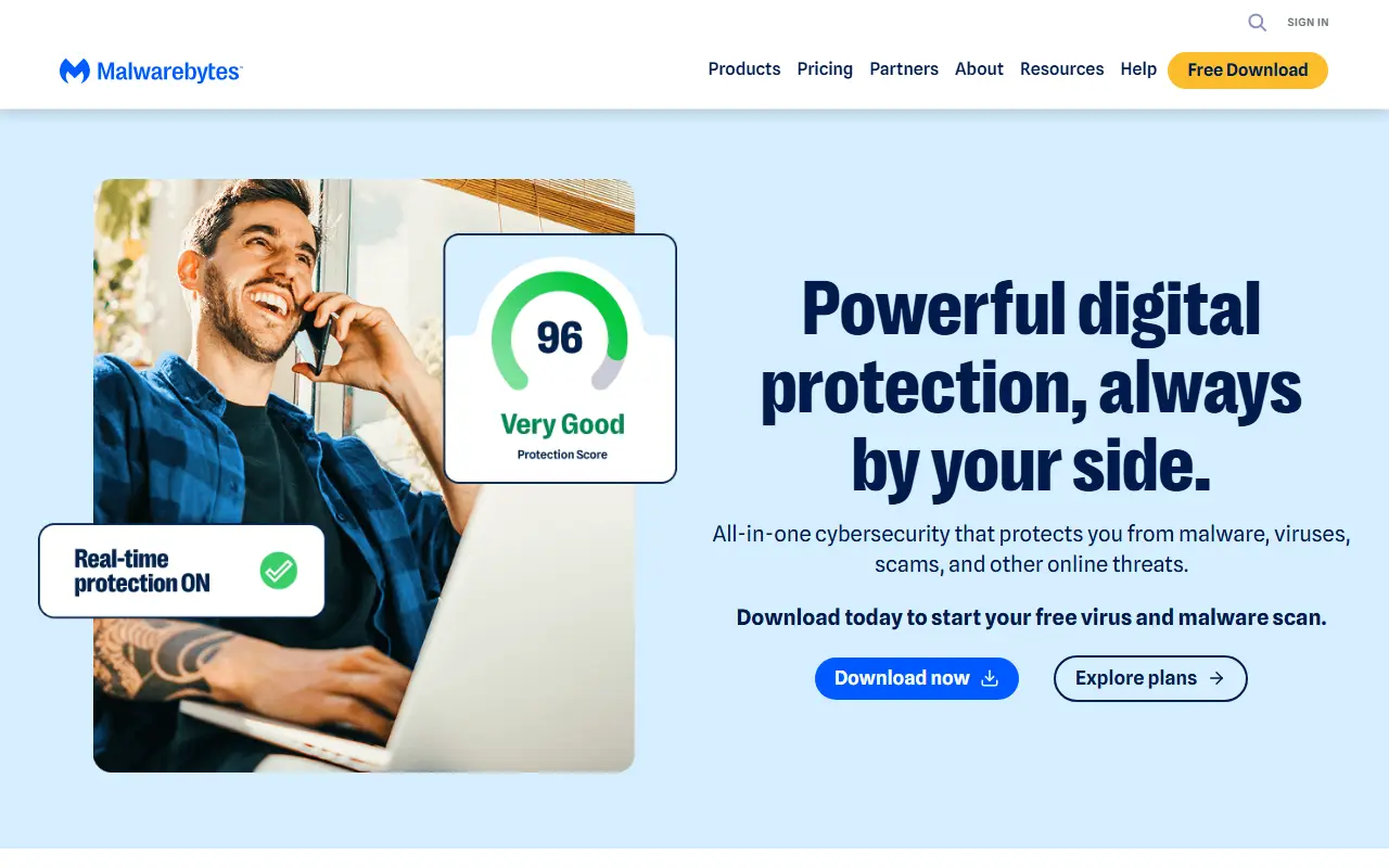 Malwarebytes homepage screenshot