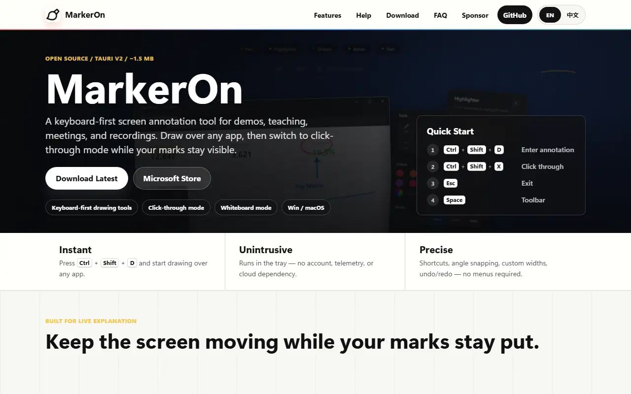 MarkerOn homepage screenshot