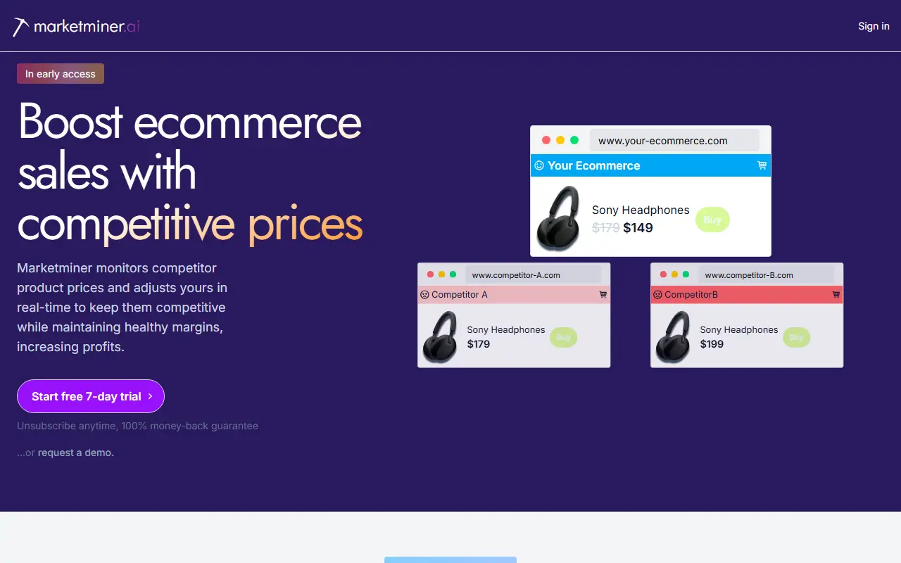 marketminer.ai homepage screenshot