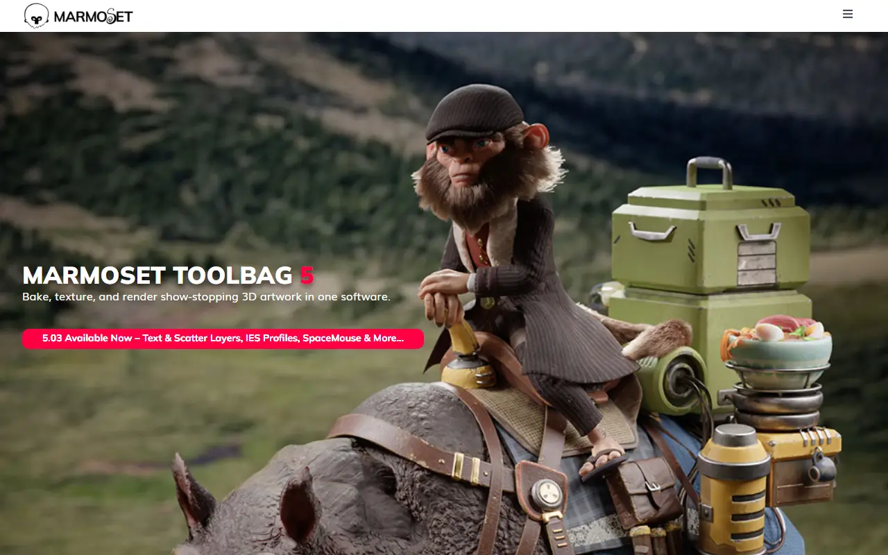 Marmoset Toolbag homepage screenshot