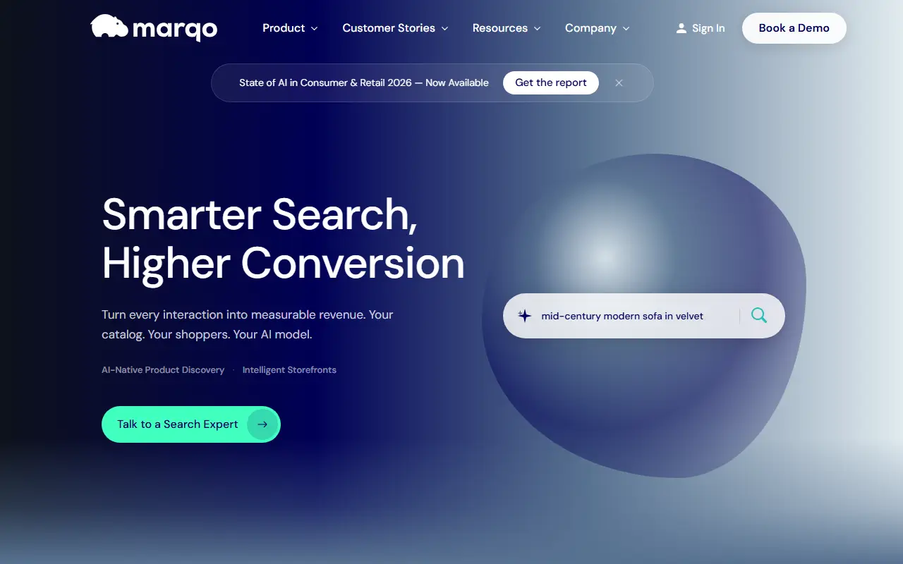 Marqo homepage screenshot