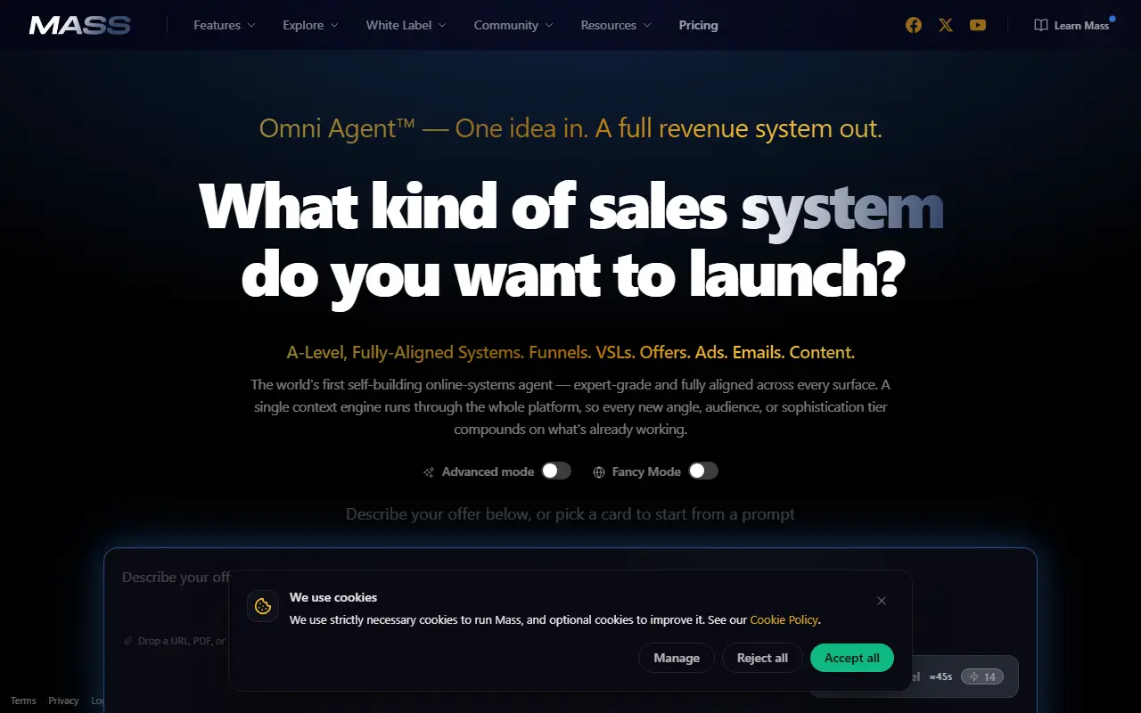Mass.new homepage screenshot