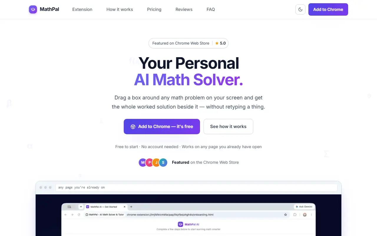MathPal homepage screenshot
