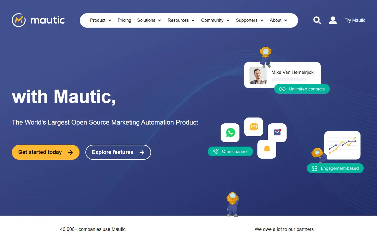 Mautic homepage screenshot