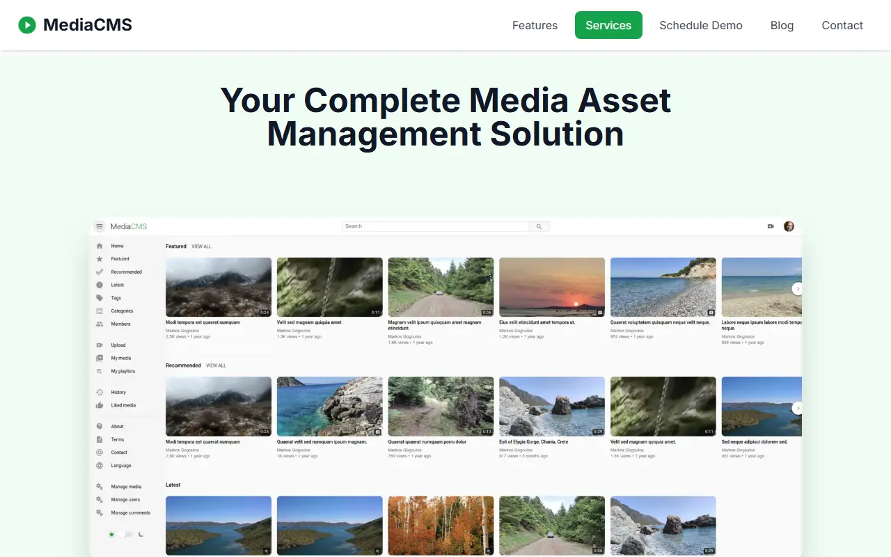 MediaCMS homepage screenshot