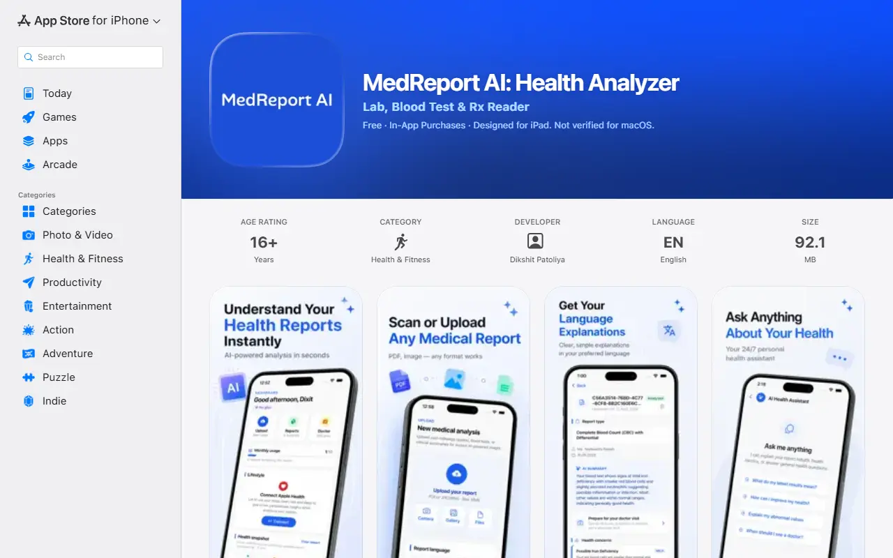 MedReport AI homepage screenshot