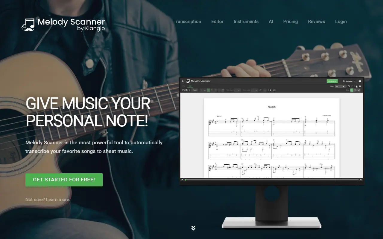 Melody Scanner homepage screenshot